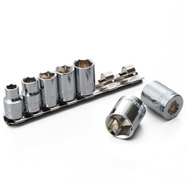 Daytona 33239 Motorcycle Tool, Hex Socket, Short, 3/8 Inch Drive, 7-Piece Set, Socket Rail Included