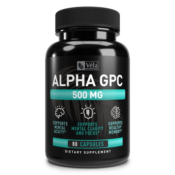 Alpha GPC 500mg Capsules | 80 Count | Supports Healthy Cognitive Function | Supports Healthy Memory | Dosed for Optimal Bioavailability | Non-GMO, 3rd-Party Tested