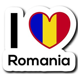 Love Romania Flag Decal Sticker Home Pride Travel Car Truck Van Bumper Window Laptop Cup Wall - One 5 Inch Decal - MKS0227