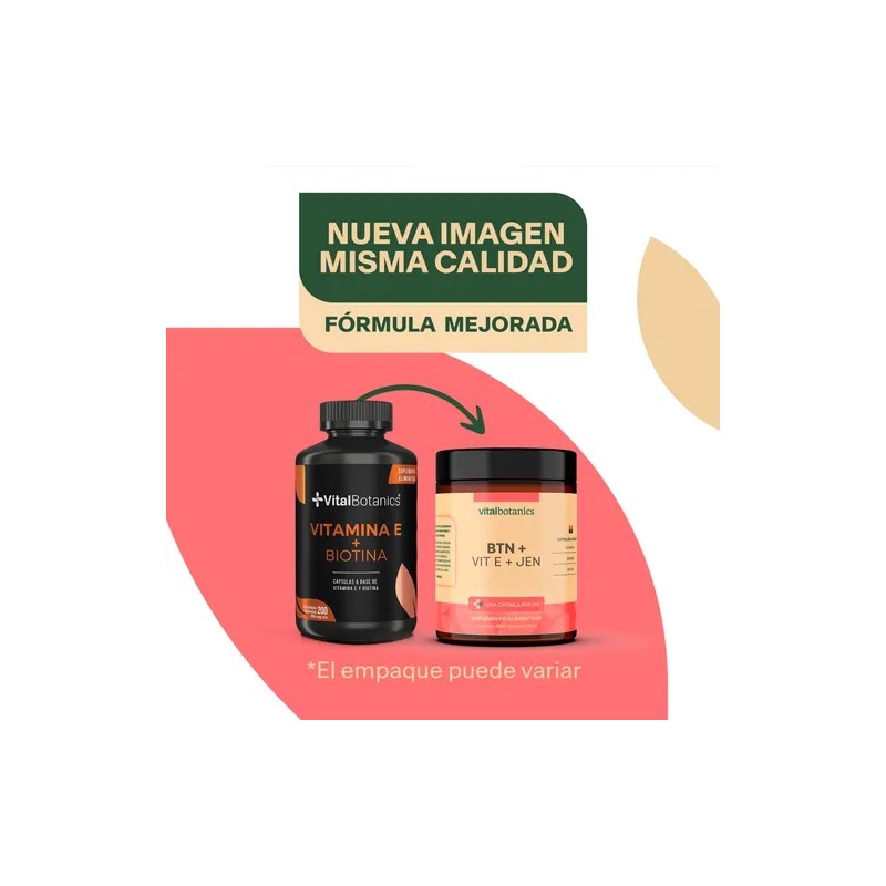 Vitamina E + Biotina Pura Con 200 Capsulas | Vitalbotanics