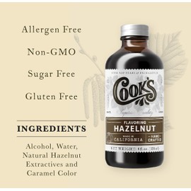Cook's, Pure Hazelnut Flavor, Perfect for Baking and Cooking, Certified Kosher, Gluten Free, Allergen Free, Vegan, 4 oz