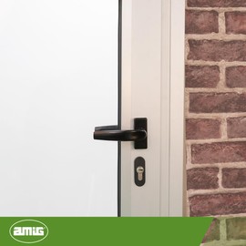 Amig - Türgriffgarnitur - Modell Delta - Aus Aluminium gefertigt - Maße: 121 x 72 mm - 8 mm Vierkant - Schwarz