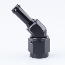 AC PERFORMANCE Black Aluminum 45 Degree Female AN6 to 5/16" Swivel Hose Barb fitting, 6AN to 5/16 inch Barb