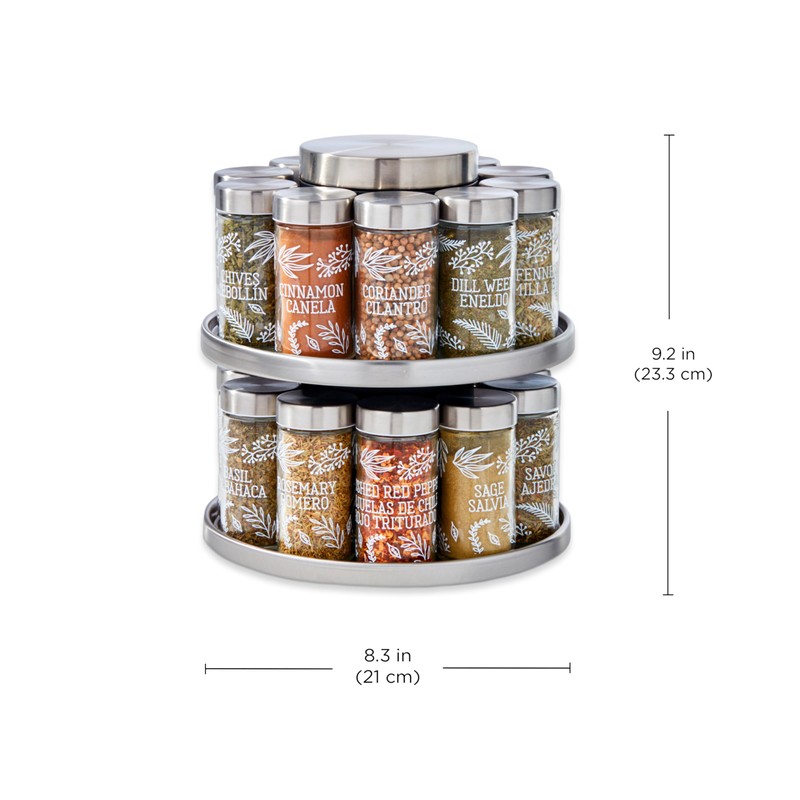 Kamenstein 20 Jar Revolving Spice Rack with Integrated Tool Caddy,