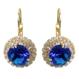 Navachi 18k Gold Plated Multicolor Round Zircon White Crystal Hook Leverback Earrings, Cristal, circonita