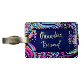 Lilly Pulitzer - Etiqueta de equipaje de piel sintética con correa segura, identificador colorido para veliz para viajes, Botín de playa, Una talla