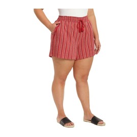Briggs New York Parent Women's Linen Blend Pull-On Summer Shorts with Pockets and Drawstring - (CA/US, Alpha, Medium, Regular, Short, Red)