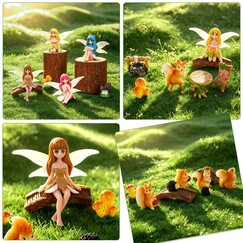 28Pcs Fairy Garden Accessories outdoor, Miniature fairies for fairy garden