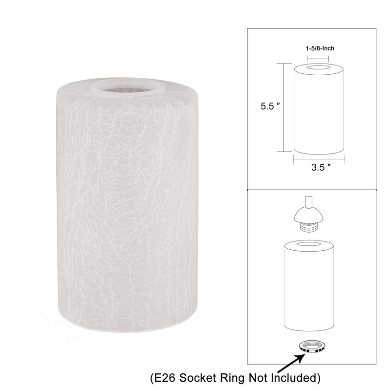 Eumyviv Frosted Glass Lamp Shade with Crackle Finish, 2 Pack