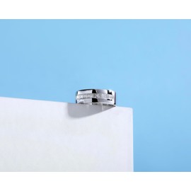 yoalincy Men Wedding Ring 1cttw Moissanite Princess Cut Channel Set Wedding Band Sterling Silver with 18K White Gold Plated Half Eternity Ring for Men DEF Color Moissanite Ring for Men Size 11