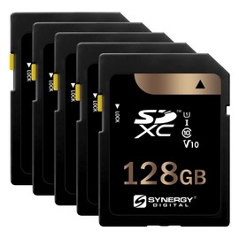 Synergy Digital 128GB Secure Digital SDXC UHS-I Memory Cards, Compatible with Sony Cyber-Shot DSC-RX100 VA Digital Camera - Class 10, U1, 100MB/s, 300 Series - Pack of 5