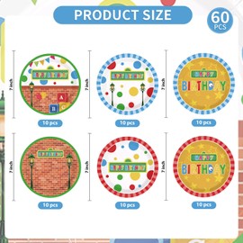 LADVCORP 60 Pcs Friend Street Birthday Paper Plates 7" Disposable Plates