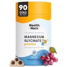 Glicinato de Magnesio Puro 180 Gomitas para Adultos Sin Azúcar Health Hack