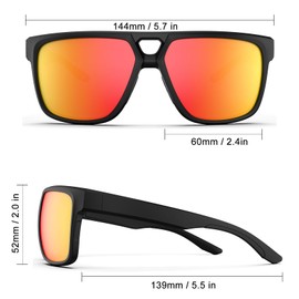 HAAYOT Herren-Sonnenbrille, polarisiert, Damen-Sonnenbrille, leicht, TR90-Rahmen, UV-Schutz für Autofahren, Angeln, Golf, Reisen, Mattschwarz und Orange