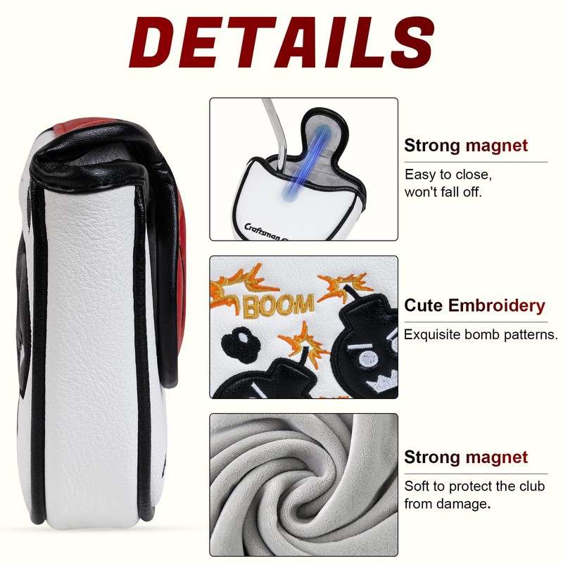 Craftsman Golf Black Bomb Away White Heel Shaft Mallet Putter