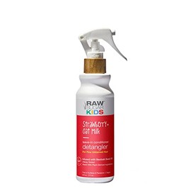RAW SUGAR, Acondicionador sin Enjuague para Niños, Desenreda el Cabello Grueso y Rebelde, con Leche de Avena y Fresa, Aceite de Ricino, Prensado en Fr