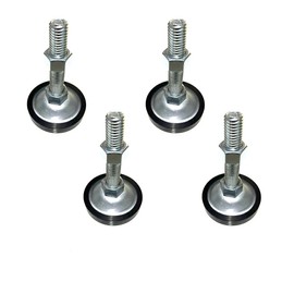 Genérico Niveladores Industriales 1/2" x 3" Uso rudo Acero Galvanizado (4 Unidades), Pata de Tornillo Niveladora, Pie Nivelador para Mueble. con Pad A
