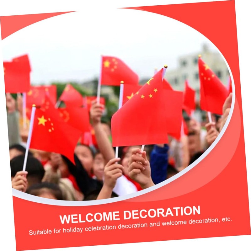 IWOWHERO 50Pcs Handheld China Flags Durable Five Star National Flags