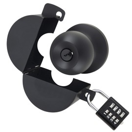 HOJLKLD Door Knob Lockout Device with Code Padlock,304 Stainless Steel Cover to Disable Doorknob for Door Handles/Faucets/Valves with 3cm Hole Diameter,Round Locking Door Knob Cover for Extra Security