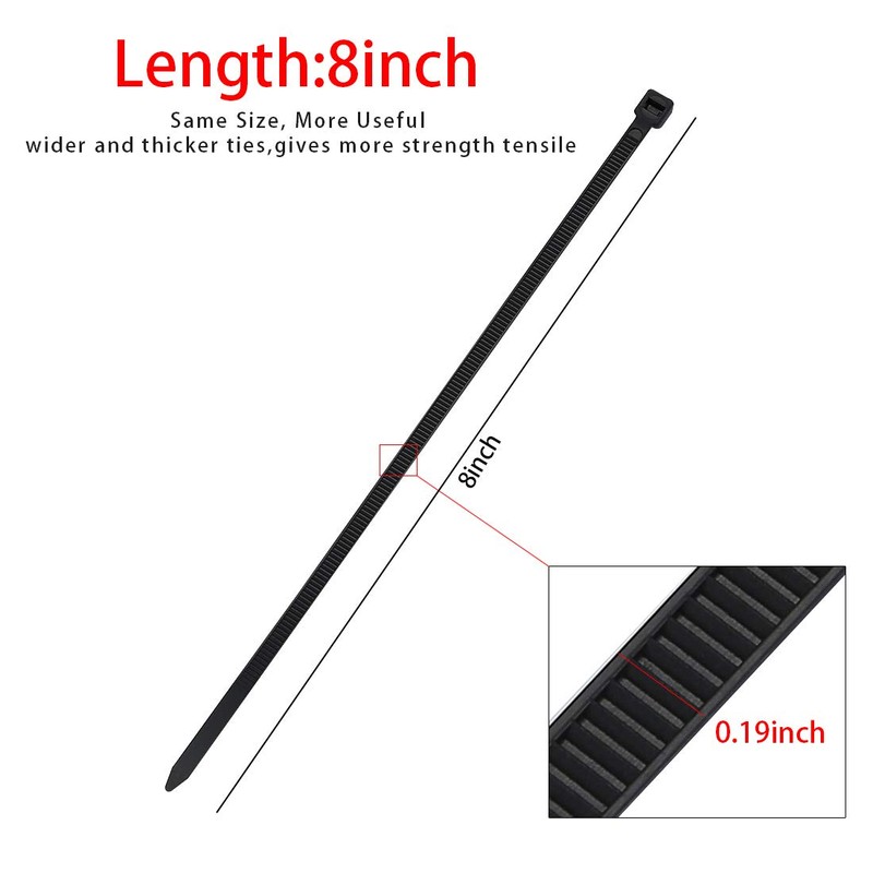 150 Pieces Multi-Purpose Cable Zip Ties 8 Inch,Self Locking Black