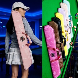 Embroidered Lettering 6-Hole Fashion Shoulder Pool Cue Storage Crossbody Bag Cue Bag Yellow