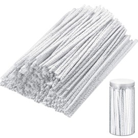 Patelai 150 Pieces 6 Inch Long Soft Pipe Cleaners Long Chenille Stems Twistable Cleaners with Storage Box for Removing Dirty Cleaning Glass Ceramic(White)