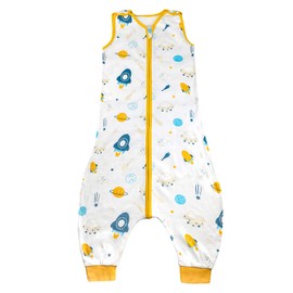 MooMoo Baby Swaddle Sleep Sack with Feet 0.5 Tog Easy Adjustable Sleeveless Swaddle Wrap Pants Unisex Infant Wearable Sleeping Bag Aviation Dream 18-36Months