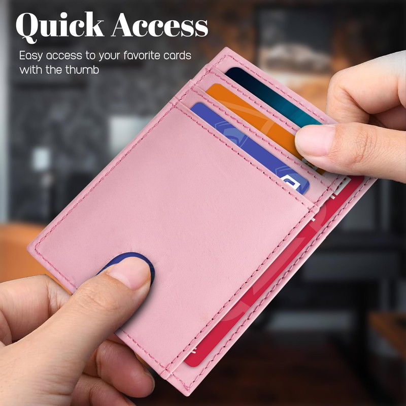 AMEHA Minimalist Slim Wallet for Men Front Pocket Genuine Leather