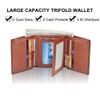 VANNANBA Men's Leather Trifold Wallet with Folded ID Windows,12 Card