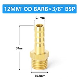 ERGAOBOY 5 Pcs 12mm OD Barb to 3/8" Female BSP Connectors,Brass Hose Barb Compression Fittings