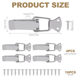 Gosknor 4pcs Sectional Couch Connectors, Stainless Steel Modular Couch Clamps Sectional Sofa Hooks Clips Bracket Furniture Connectors for Make Modular Sofa Stay