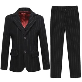 Striped Boys 3pcs Suits Sets Kids, Boys Party Prom Suits, Formal Suit Dresswear Kids, Boy Formal Black Suit Set Size 2