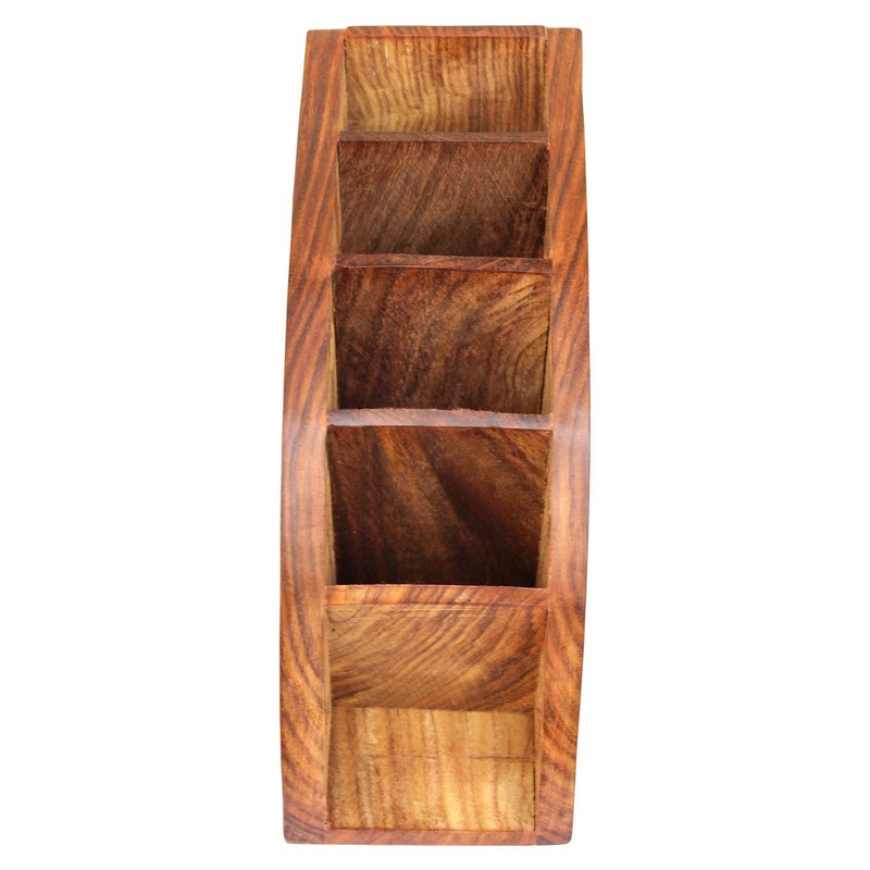 ITOS365 Wooden Floral Carved Remote Control Rack Stand Holder Storage