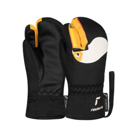 Reusch Peggy R-TEX® XT Lobster Warm, Waterproof, Windproof and Breathable 3-Finger Gloves, Winter Gloves for Babies, Toddlers, Girls, Boys, 4, Black