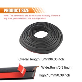 ZIMISI 5M/16.5FT Car Window Weather Stripping, Self Adhesive T-Shape Rubber Seal Strip, Soundproof Cuttable Sunroof Cover Edge Trim, Car Weather Strip for Windshield,Tailgate (8×10mm)