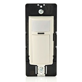 Leviton DOS02-1LT Motion Sensor Light Switch, Motion Activated, Auto-On/Auto-Off or Manual-On, 2A, No Neutral Wire Required, Single Pole, Light Almond