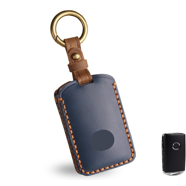 OLLEN Screws-Free Premium Leather Key Fob Cover, Fit for Mazda