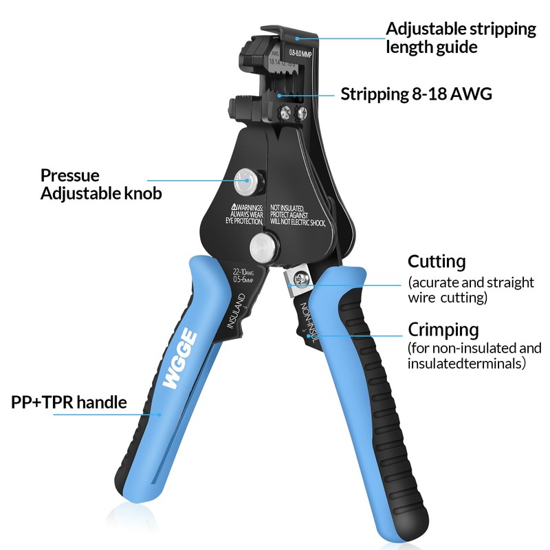 WGGE Automatic Heavy Duty Wire Stripper/Wire Cutter, 3 IN 1