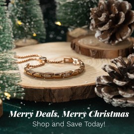 RainSo Magnetic Bracelet for Women Stainless Steel with Crystal Design Adjustable Telescopic chain with Display Box (Rose Gold)