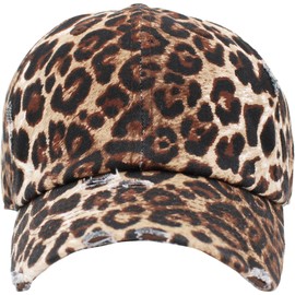 KBE-Vintage Leo Vintage Washed Distressed Cotton Dad Hat Baseball Cap Adjustable Polo Trucker Unisex Style Headwear