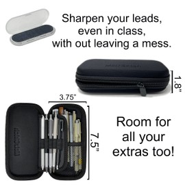 MstrSktch - Lápices mecánicos de metal para dibujo, recambios de plomo de grafito de 2 mm, con estuche de almacenamiento de lápices de gran capacidad para artistas, escuela y oficina