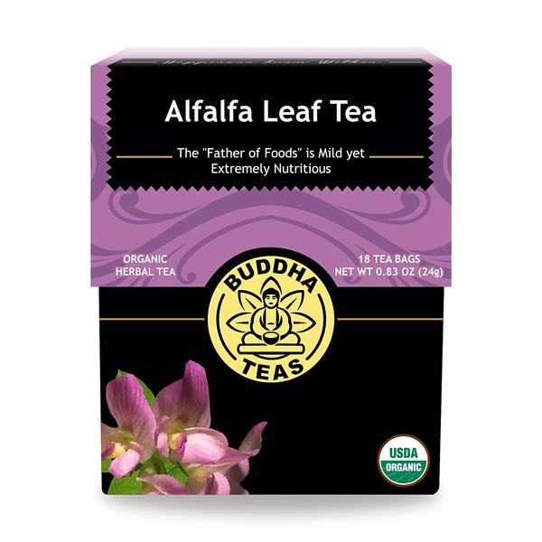 Organic Alfalfa Leaf Tea - Kosher, Caffeine-Free, GMO-Free - 18 Bleach-Free Tea Bags