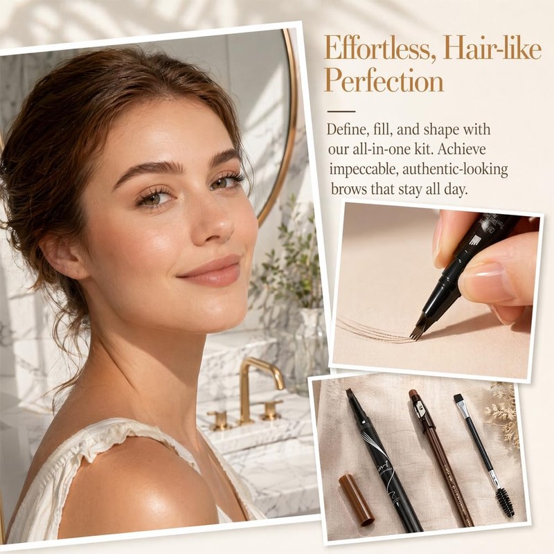 4 Pack Dual-Ended Microblading Eyebrow Pen With Ultra Fine Brush