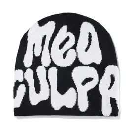 NAGRIS Beanies,Letter Print Beanies MEA Y2K Beanies,Hat for Woman Men,Slouchy Beanies and Knit Beanies for Unisex(Black and White)