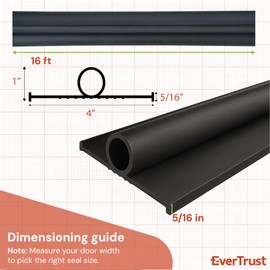 EverTrust Garage Door Bottom Seal – Weatherproof Stripping Rubber Seal with 5/16” T-Ends. Protect Your Garage from Weather and Dust with EPDM Rubber Garage Door Draft Stopper (16 Ft)