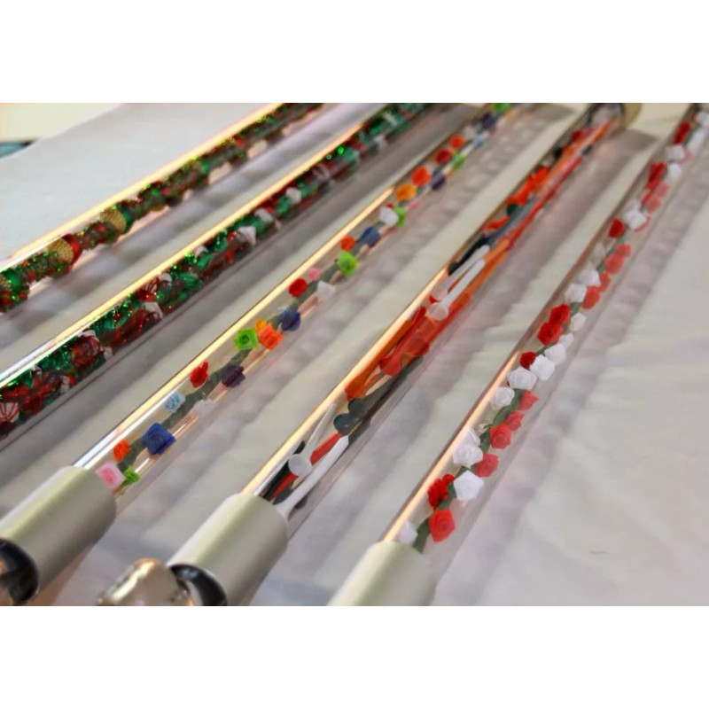 Elegant Designer Cane Walking cane acrylic white and green roses