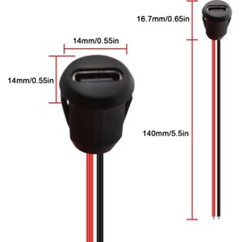 RUNCCI-YUN 10 pieces USB-C socket 2-wire installation type C socket, 2-pin USB mounting socket USB-C socket for panel mounting with snap groove buckle 3A fast charging type C socket black and white