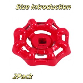 luvilly 2pcs Rustproof Faucet Handle,6x6mm Round Wheel Hose Bib Handle Red Water Spigot Handle,Outdoor Faucet Valve for Garden Bathroom