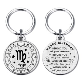 Alotozo Unique Virgo Horoscope Birthday Gifts - Virgo Zodiac Birthday Keychain - Engraved Bday Gift for Women & Men (August 23 - September 22)