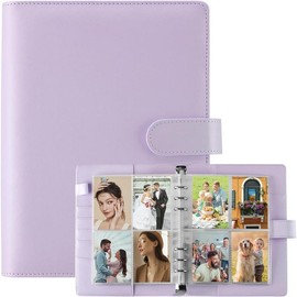 A5 Photocard Binder with 240 Card Sleeves,  Premium 6 Ring Kpop Photocard Binder Album, 4-Pocket PU Leather PC Binder with  Buckle Closure for Organizing Photocard - Black - Color: 30 Sheets | Purple